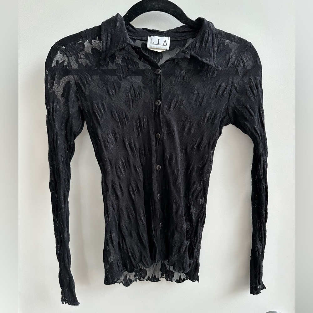 Vintage LIA Butterfly Lace Blouse Womens